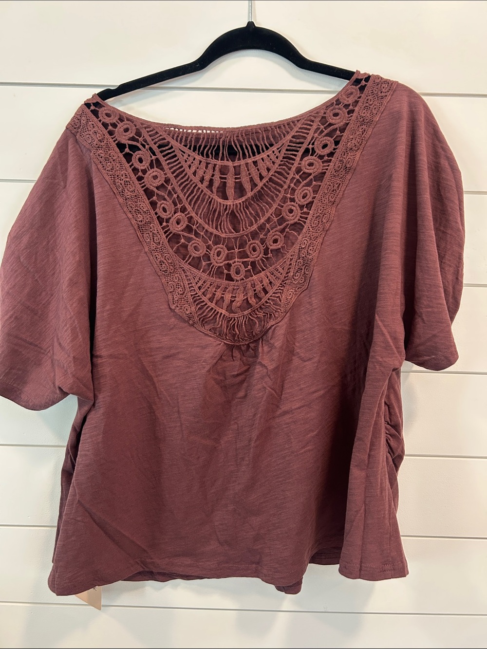BloomChic Short Sleeve Top in Dusty Mauve - Picture 3 of 3
